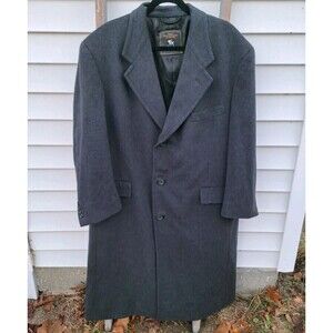 Vintage 100% Virgin Wool HART SCHAFFNER & MARX Gray Peacoat Long Overcoat 46S